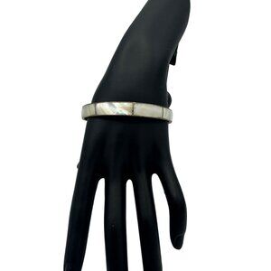 Mother Of Pearl Inlay Brass Bangle Bracelet